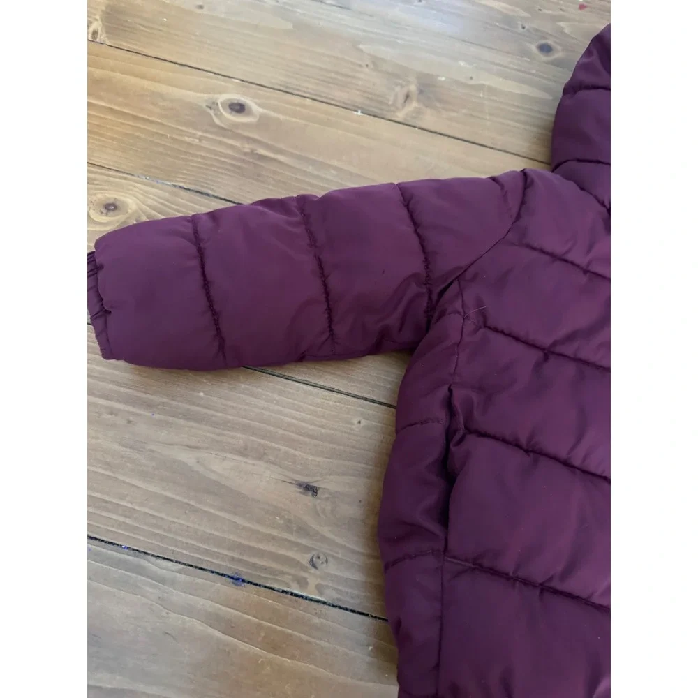The Childrens Place Kids 2T Burgundy Puffer Jacket Hooded‎ Quilted Winter Coat